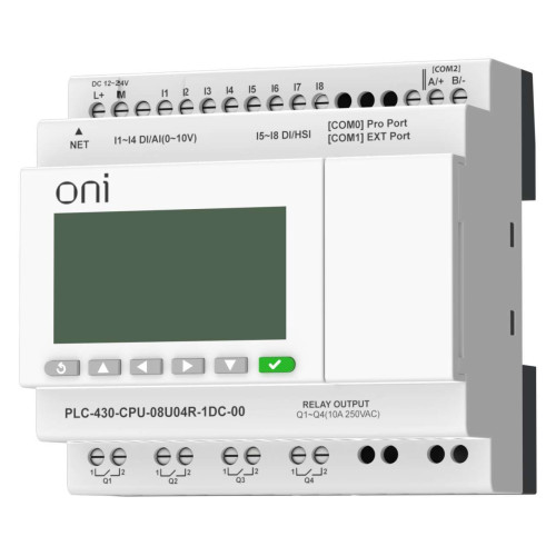 ПЛК 430 Модуль ЦПУ 4 DI 4 UI (0-10 В/DI) 4 RO 24В DC с Ethernet портом с экраном ONI