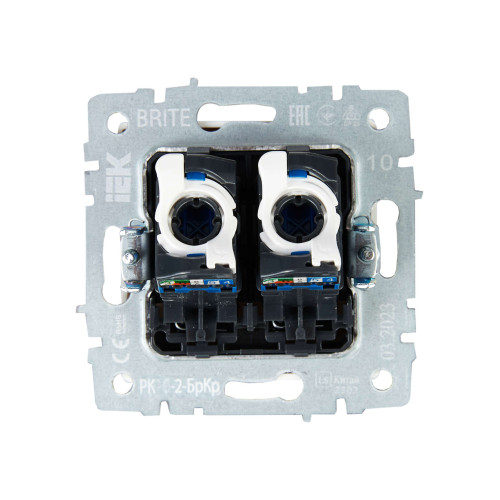BRITE Розетка компьютерная двойная RJ45 кат.5E РК10-2-БрКр бежевый IEK