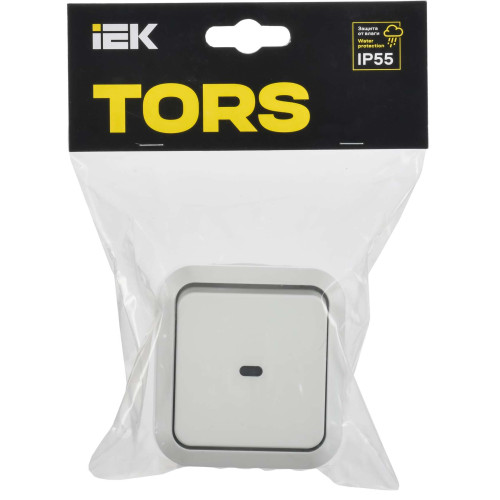 TORS Переключатель одноклавишный с индикацией 10А IP55 TS302 белый IEK