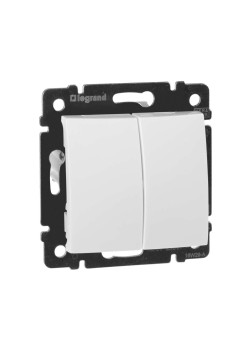 VALENA Выключатель 2-клавишный схема 5 10А безвинтовое крепление белый