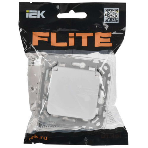 FLITE Розетка с заземлением с защитными шторками и крышкой безвинтовое крепление 16А IP44 РСшкр11-1-44-ФлБ белый IEK FLITE Розетка с заземлением с защитными шторками и крышкой безвинтовое крепление 16А IP44 РСшкр11-1-44-ФлБ белый IEK