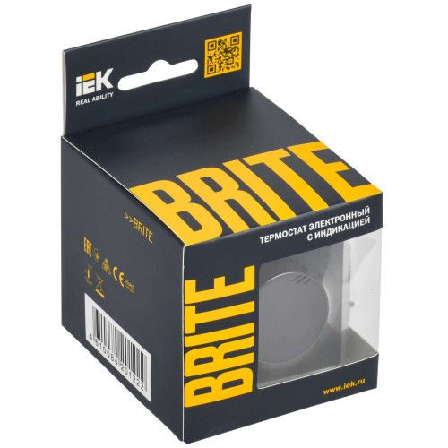 BRITE Термостат электронный с индикацией ТС10-1-БрГ графит IEK