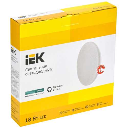 Светильник светодиодный ДПБ 2005 18Вт IP20 4000К круг белый IEK