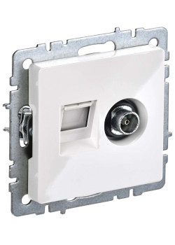 BRITE Розетка двойная TV+RJ45 кат.5E РТВ/РК12-БрБ белый IEK