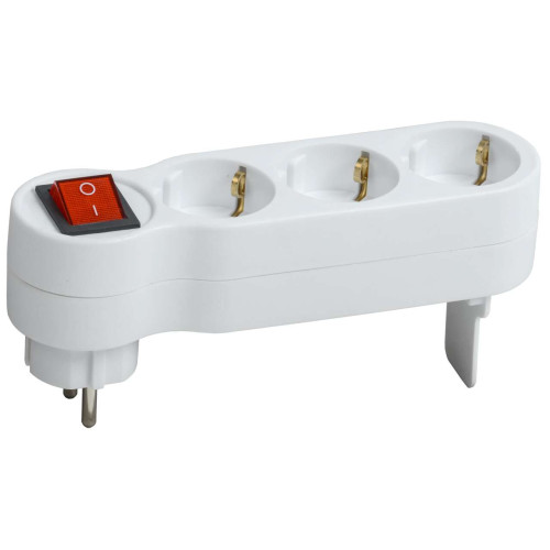 Тройник Т-01/03В 3 места с заземлением 16А с выключателем белый IEK