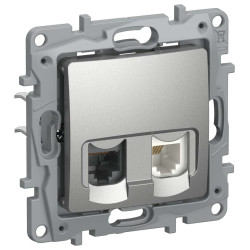 IEKETIKA Розетка двойная RJ11+RJ45 кат.5E UTP 6724521 алюминий IEK