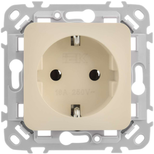 FLITE Розетка с заземлением без защитных шторок безвинтовое крепление 16А РС11-1-ФлСл сливочный IEK FLITE Розетка с заземлением без защитных шторок безвинтовое крепление 16А РС11-1-ФлСл сливочный IEK