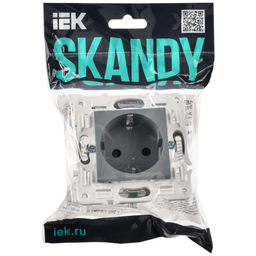 SKANDY Розетка с заземлением с защитными шторками 16А SK-R04Gr серый IEK