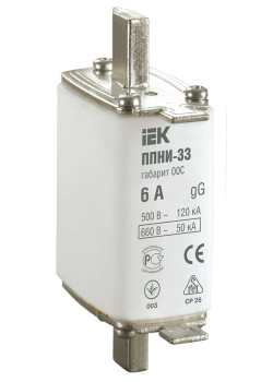 Плавкая вставка предохранителя ППНИ-33 габарит 00С 6А IEK