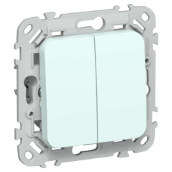 FLITE Выключатель 2-клавишный проходной 10А ВС62-1-0-ФлХЛ холодный лед IEK