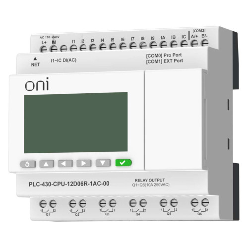 ПЛК 430 Модуль ЦПУ 12 DI 6 RO 220В AC с Ethernet портом с экраном ONI