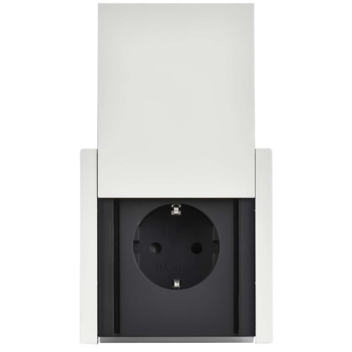 FORTE&PIANO Розетка 1-местная с заземлением с защитными шторками и крышкой безвинтовое крепление 16А IP44 FP219M металл белый IEK