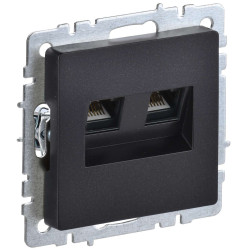 BRITE Розетка компьютерная двойная RJ45 кат.6 РК11-2-БрЧ черный IEK