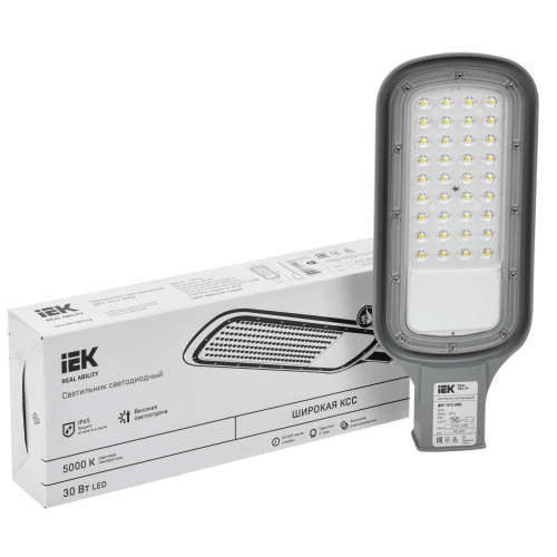 Светильник светодиодный консольный ДКУ 1012-30Ш 5000К IP65 серый IEK