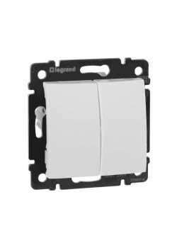 VALENA Выключатель 2-клавишный проходной схема 6/2 10А безвинтовое крепление белый