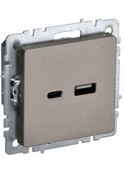 BRITE Розетка USB A+C 18Вт РЮ11-1-БрШ шампань IEK