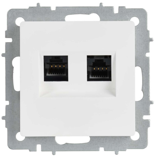 BRITE Розетка компьютерная двойная RJ45 кат.6 РК11-2-БрАБ арктический белый IEK