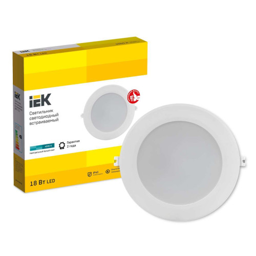 Светильник светодиодный ДВО 1716 белый круг 18Вт 4000К IP40 IEK