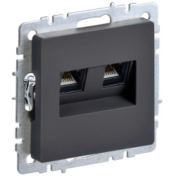 BRITE Розетка двойная RJ11+RJ45 кат.5E РК/Т12-БрГ графит IEK