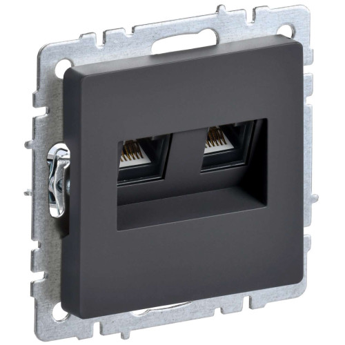 BRITE Розетка двойная RJ11+RJ45 кат.5E РК/Т12-БрГ графит IEK