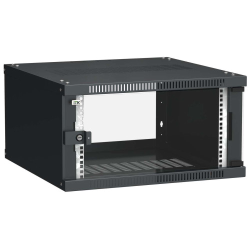 ITK Шкаф настенный LINEA WE 6U 600х600мм дверь стекло черный