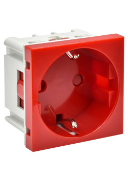 PRIMER РКС-20-30-П-К Розетка с заземляющим контактом защитной шторкой и винтовым зажимом (2 модуля) красная IEK
