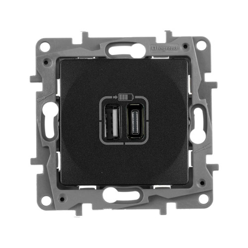 ETIKA Розетка USB A+C 15Вт антрацит