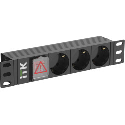 ITK PDU 3 розетки немецкий стандарт с LED выключателем 1U вход С14 без кабеля 10