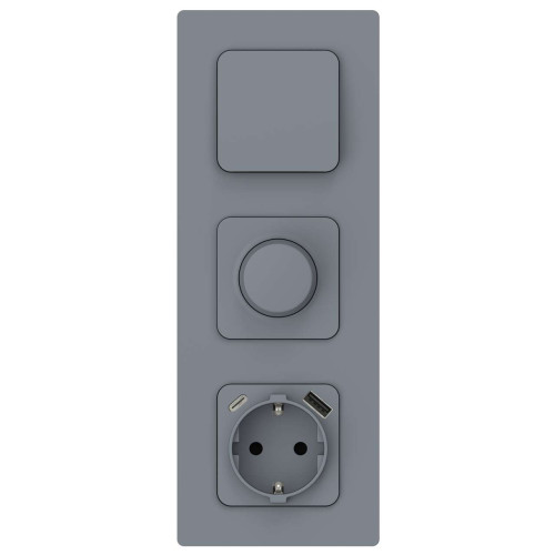FLITE Розетка 1-местная с заземлением с защитными шторками 16А с USB A+C 20Вт безвинтовое крепление РСЮшс11-1-ФлМ маренго IEK