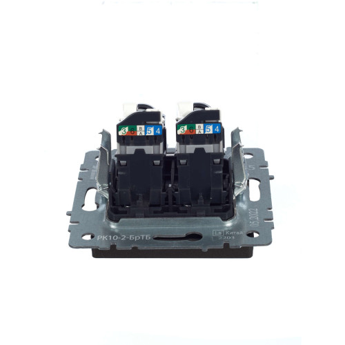 BRITE Розетка компьютерная двойная RJ45 кат.5E РК10-2-БрТБ темная бронза IEK
