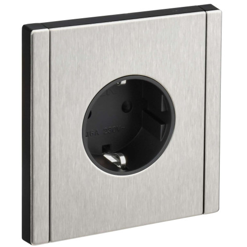 FORTE&PIANO Розетка 1-местная с заземлением с защитными шторками винтовое крепление 16А FP715M металл никель IEK