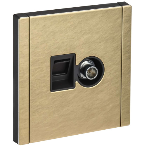 FORTE&PIANO Розетка двойная TV+RJ45 кат.6 FP637M металл шампань IEK