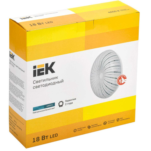 Светильник светодиодный ДПБ 2006 18Вт IP20 4000К круг белый IEK