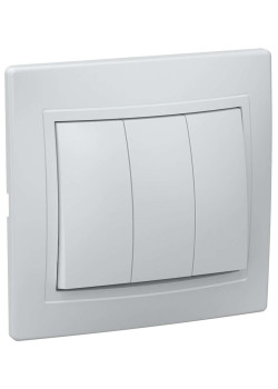 KVARTA Выключатель 3-клавишный 10А ВС10-3-0-ККм кремовый IEK