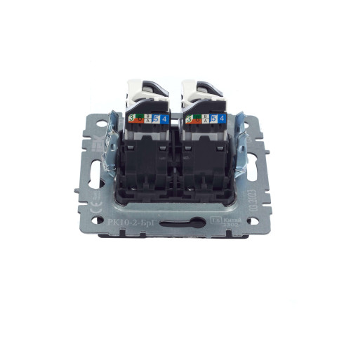 BRITE Розетка компьютерная двойная RJ45 кат.5E РК10-2-БрГ графит IEK