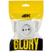 GLORY Розетка 1-местная для открытой установки без заземления без защитных шторок 10А РС20-2-ХБм белый матовый IEK