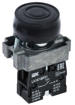 Кнопка управления LA167-BP21 d=22мм 1NO черная IEK