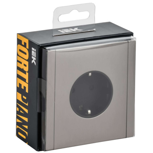 FORTE&PIANO Розетка 1-местная с заземлением с защитными шторками безвинтовое крепление 16А FP713M металл никель IEK