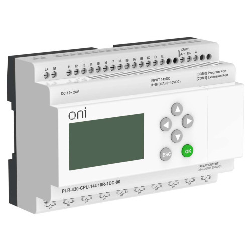 ПЛК 430 Модуль ЦПУ 8 DI 6 UI (0-10 В/DI) 10 RO 24В DC с экраном ONI