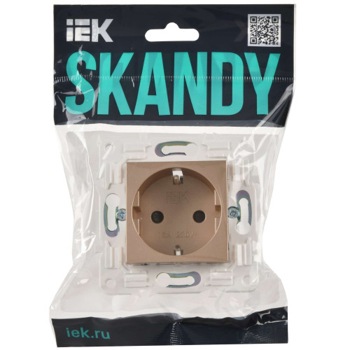 SKANDY Розетка с заземлением с защитными шторками 16А SK-R04Sa песочный IEK