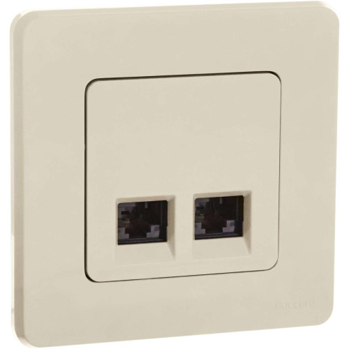 INSPIRIA Розетка компьютерная двойная RJ45 категория 6 UTP слоновая кость