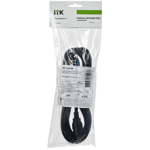 ITK Кабель электропитания PDU 3х1,5 3М с разъёмом С13-б/р