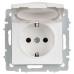 BRITE Розетка 1-местная с заземлением с защитными шторками и крышкой 16А IP44 РСбш10-3-44-БрАБ арктический белый IEK