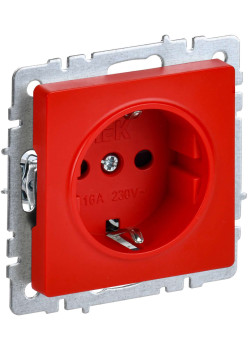 BRITE Розетка 1-местная с заземлением с защитными шторками 16А РС14-1-0-БрК красный IEK