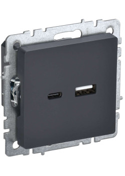 BRITE Розетка USB A+C 18Вт РЮ11-1-БрГ графит IEK