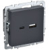 BRITE Розетка USB A+C 18Вт РЮ11-1-БрГ графит IEK