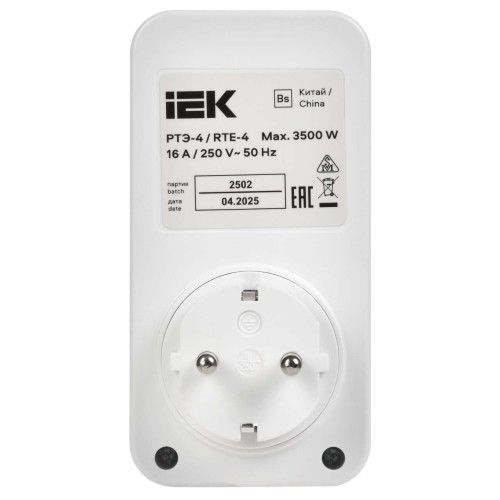 РТЭ-4 Розетка-таймер электронный с USB A+C 15мин-8ч 16А IP20 белая IEK РТЭ-4 Розетка-таймер электронный с USB A+C 15мин-8ч 16А IP20 белая IEK
