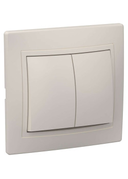 KVARTA Выключатель 2-клавишный 10А ВС10-2-0-ККм кремовый IEK