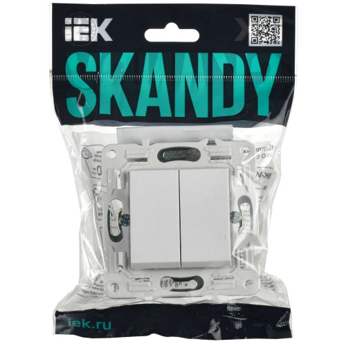 SKANDY Выключатель 2-клавишный 10А SK-V04W арктический белый IEK