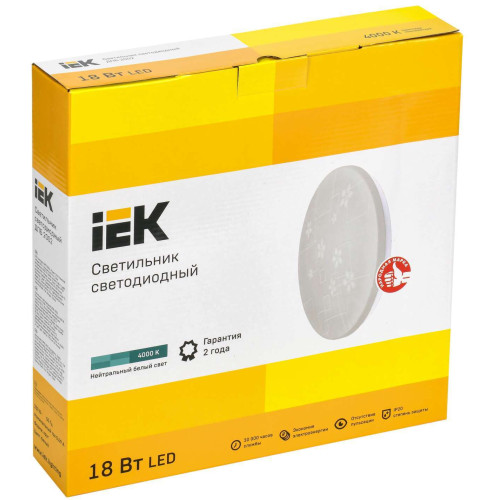 Светильник светодиодный ДПБ 2002 18Вт IP20 4000K круг белый IEK
